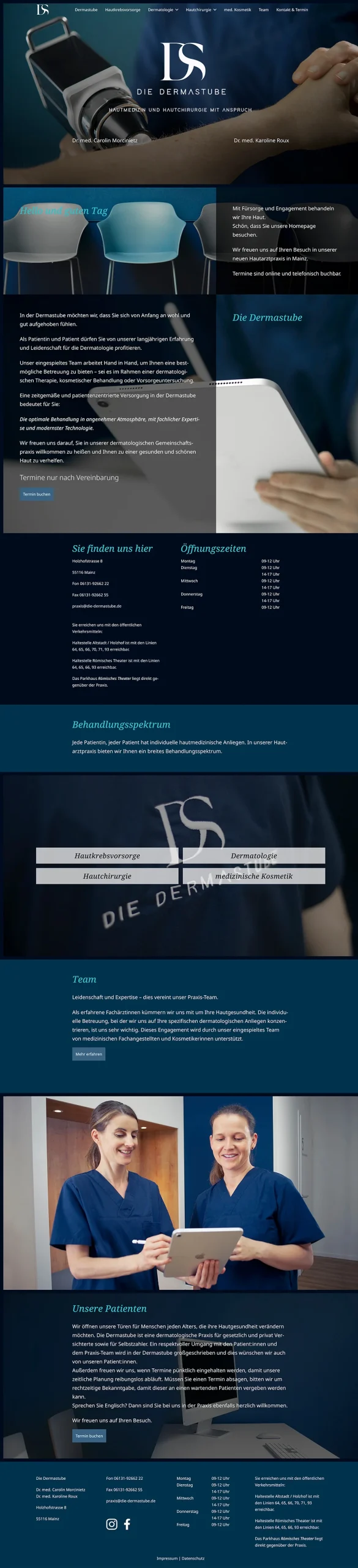 Webseite der Dermastube